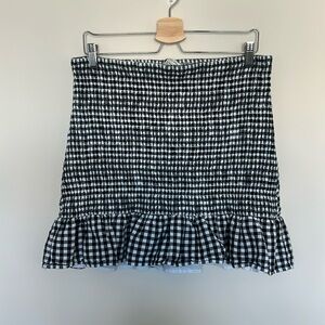 American Eagle Cotton Linen Blend Gingham Skirt -‎ Size XL